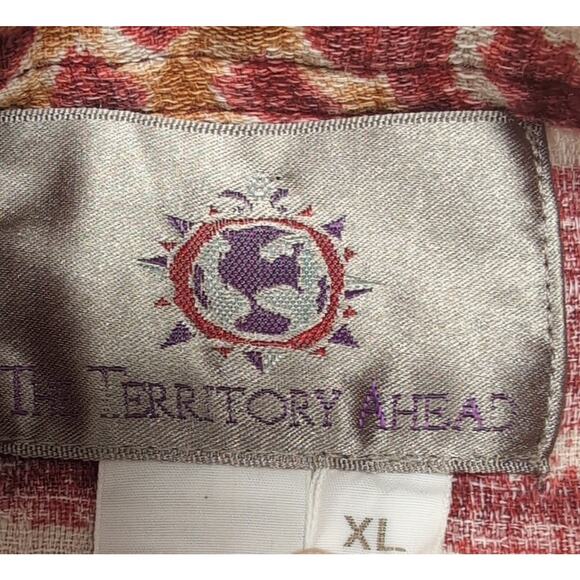 VTG The Territory Ahead Camp Shirt Mens XL hi Rust Tan Geometric Print Button Up - Picture 8 of 14